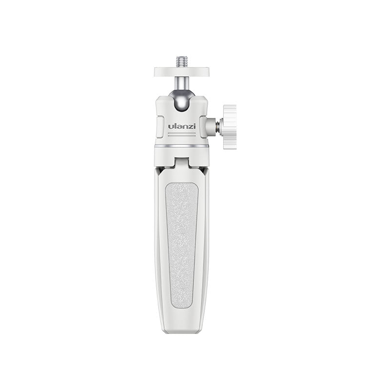 White Ulanzi MT-08 extendable handheld tripod with 1/4 screw mount and textured silica handle