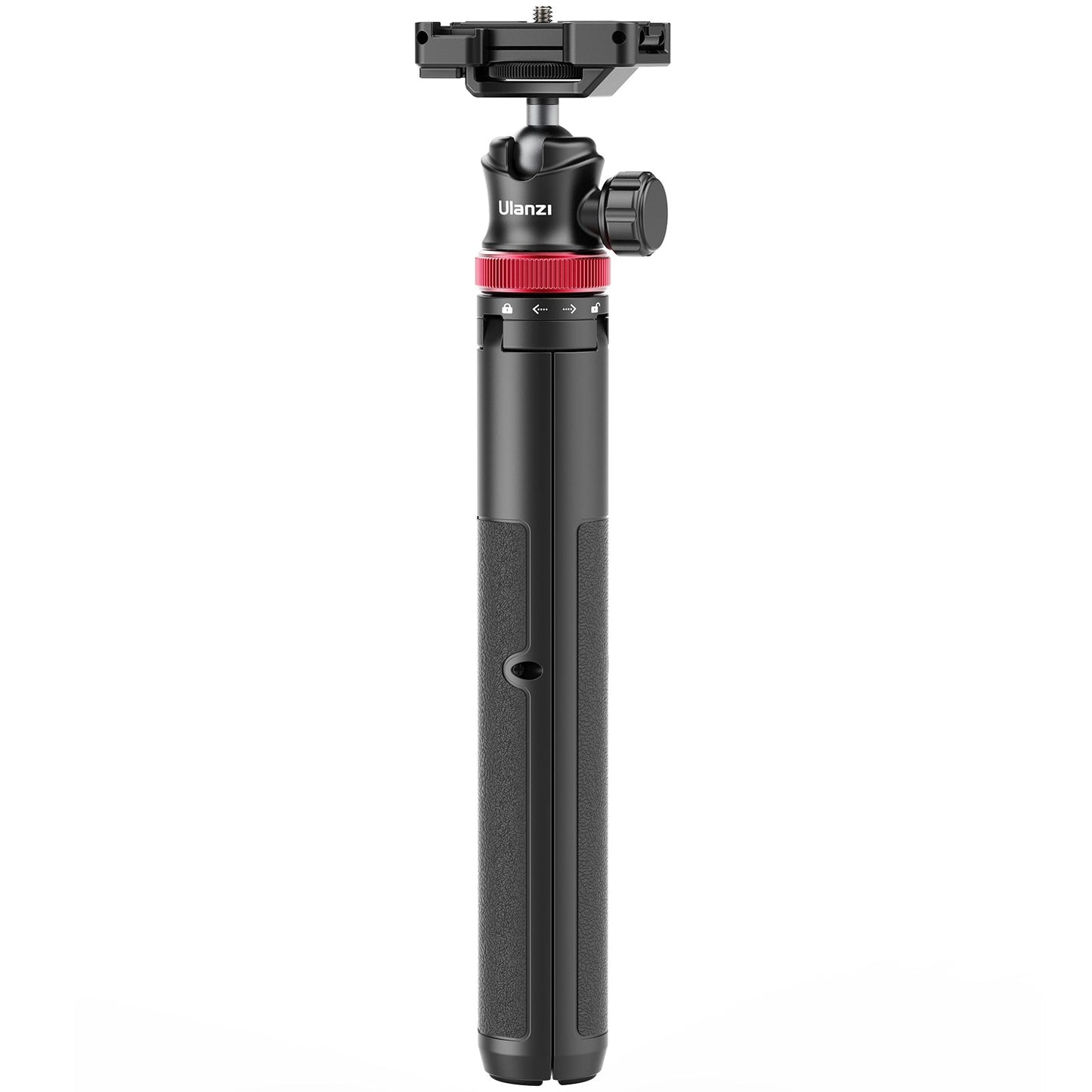 Ulanzi MT-44 Extendable Vlog Tripod - Black tripod with red accents, ready for content creation.