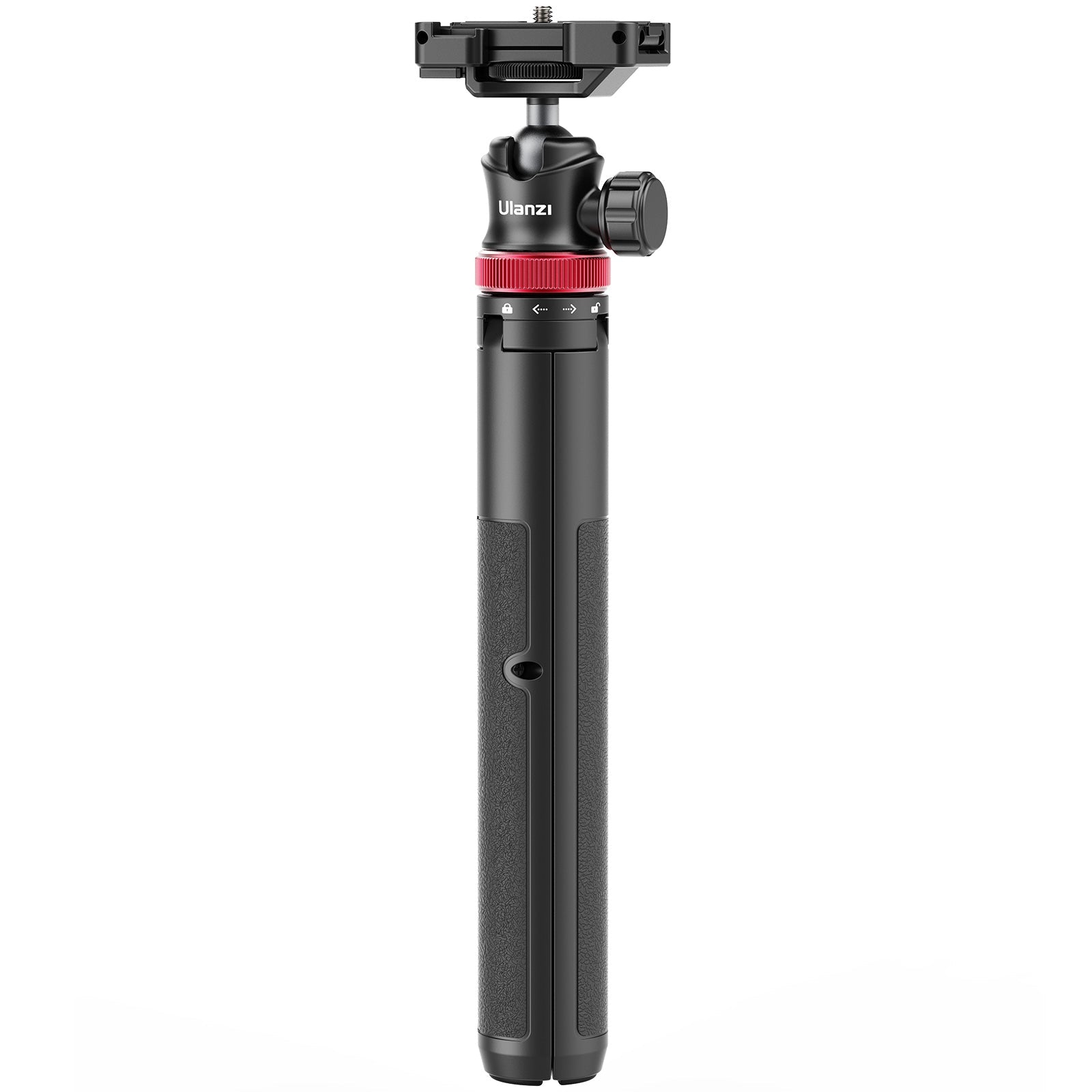 Ulanzi MT-44 Extendable Vlog Tripod - Black tripod with red accents, ready for content creation.