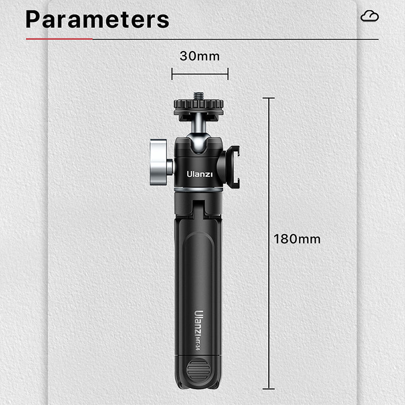 Ulanzi U-Vlog Lite extendable tripod with detachable ball head, 180mm tall, black ABS