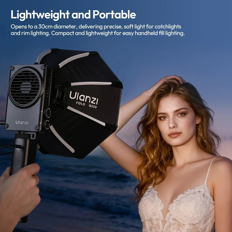 Ulanzi QS30 Octagonal Softbox ( Mini Bowens Mount, Honeycomb Grid & 30cm)
