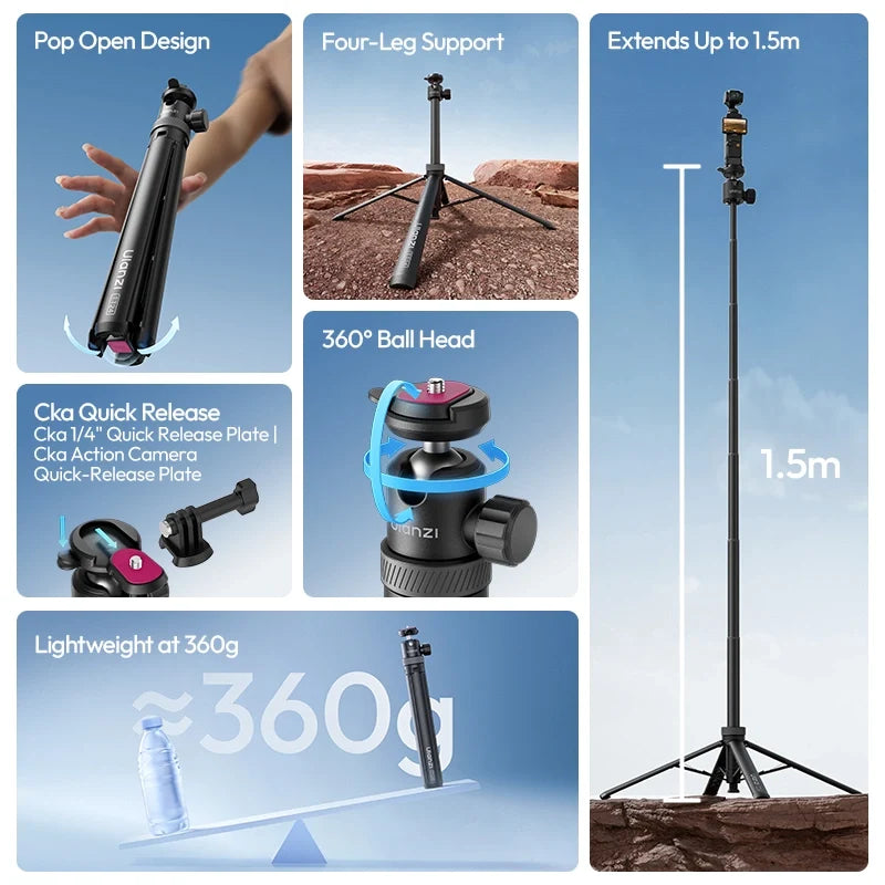 Ulanzi TT24 Cka Quick-Release Selfie Stick with 1/4" Thread