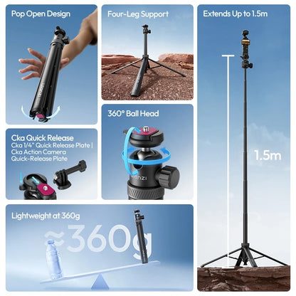Ulanzi TT24 Cka Quick-Release Selfie Stick with 1/4" Thread