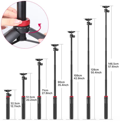 Ulanzi MT-44 Extendable Vlog Tripod: Adjustable Height (12.7"-57.6").