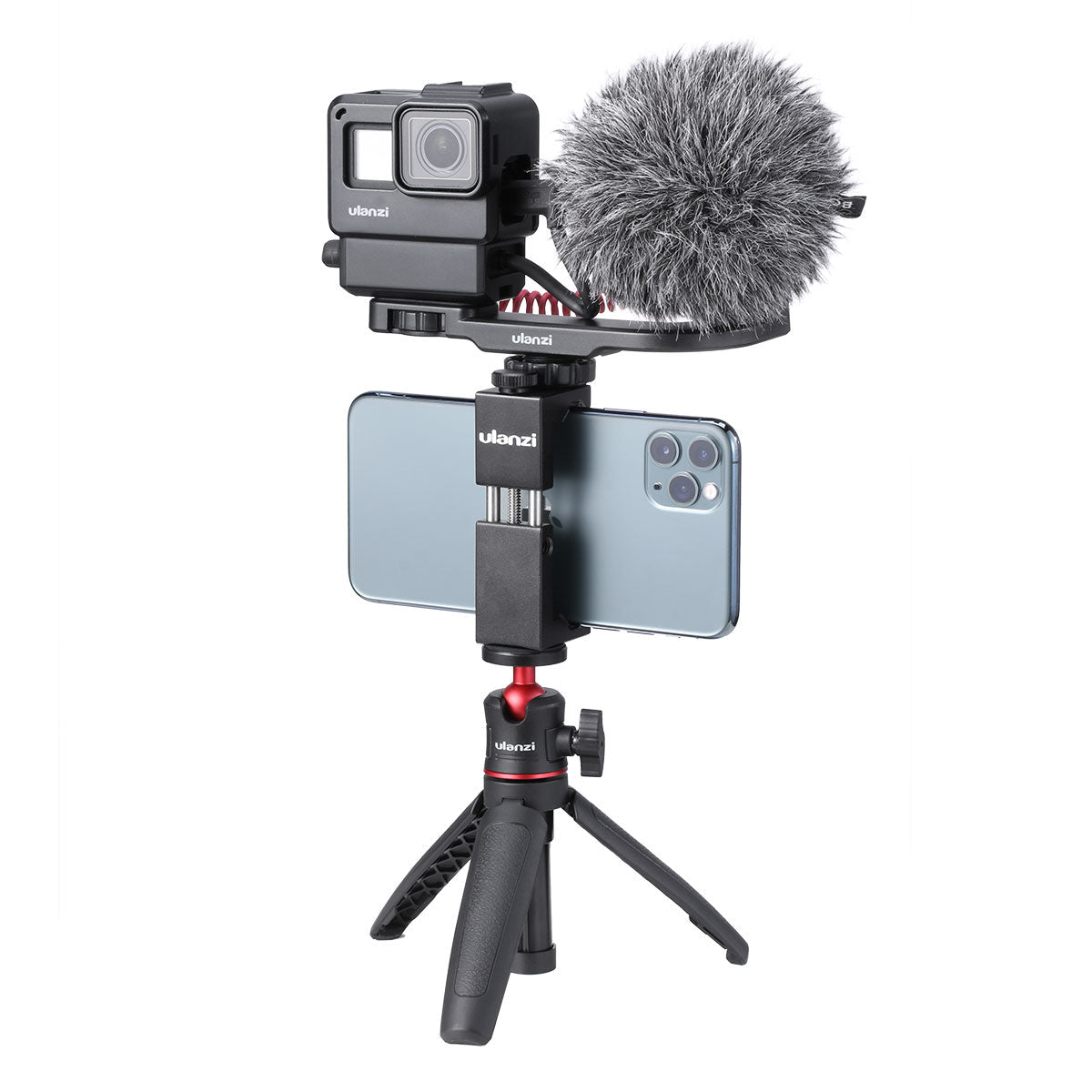Ulanzi MT-08 extendable handheld tripod with phone mount and action camera bracket