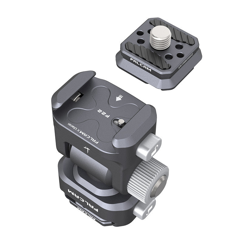 Ulanzi Falcam F22 Quick Release Tilting Monitor Mount - Gray metal build, for camera and monitor.