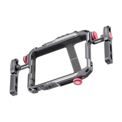 Ulanzi Lino 2792 Smartphone Rig - Gray metal, red accents, dual handles, for content creation.