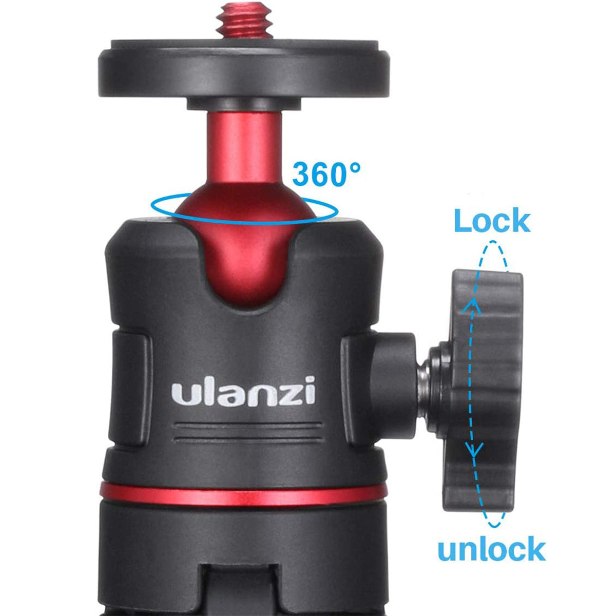 Ulanzi MT-08 tripod head with 360° rotation and lock knob