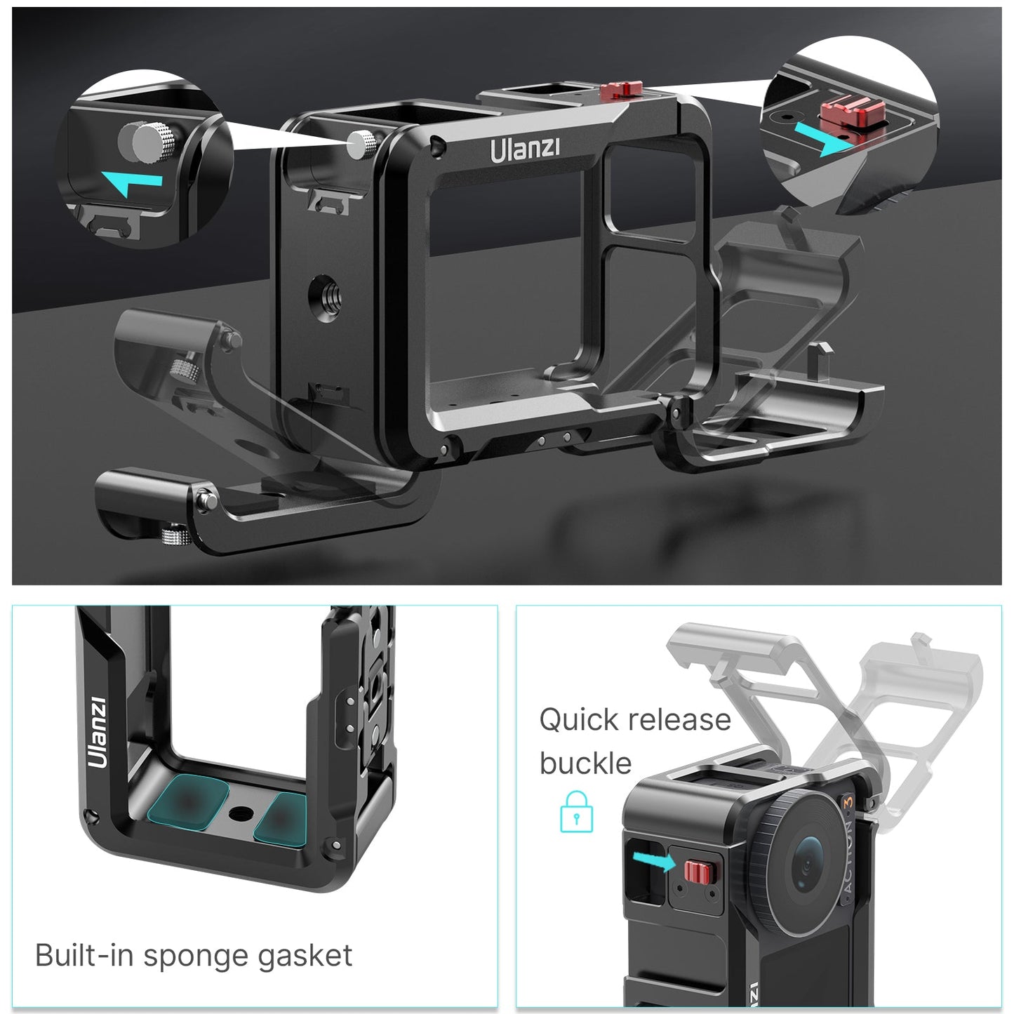 Ulanzi Camera Cage for DJI Osmo Action 5/4/3 3204A