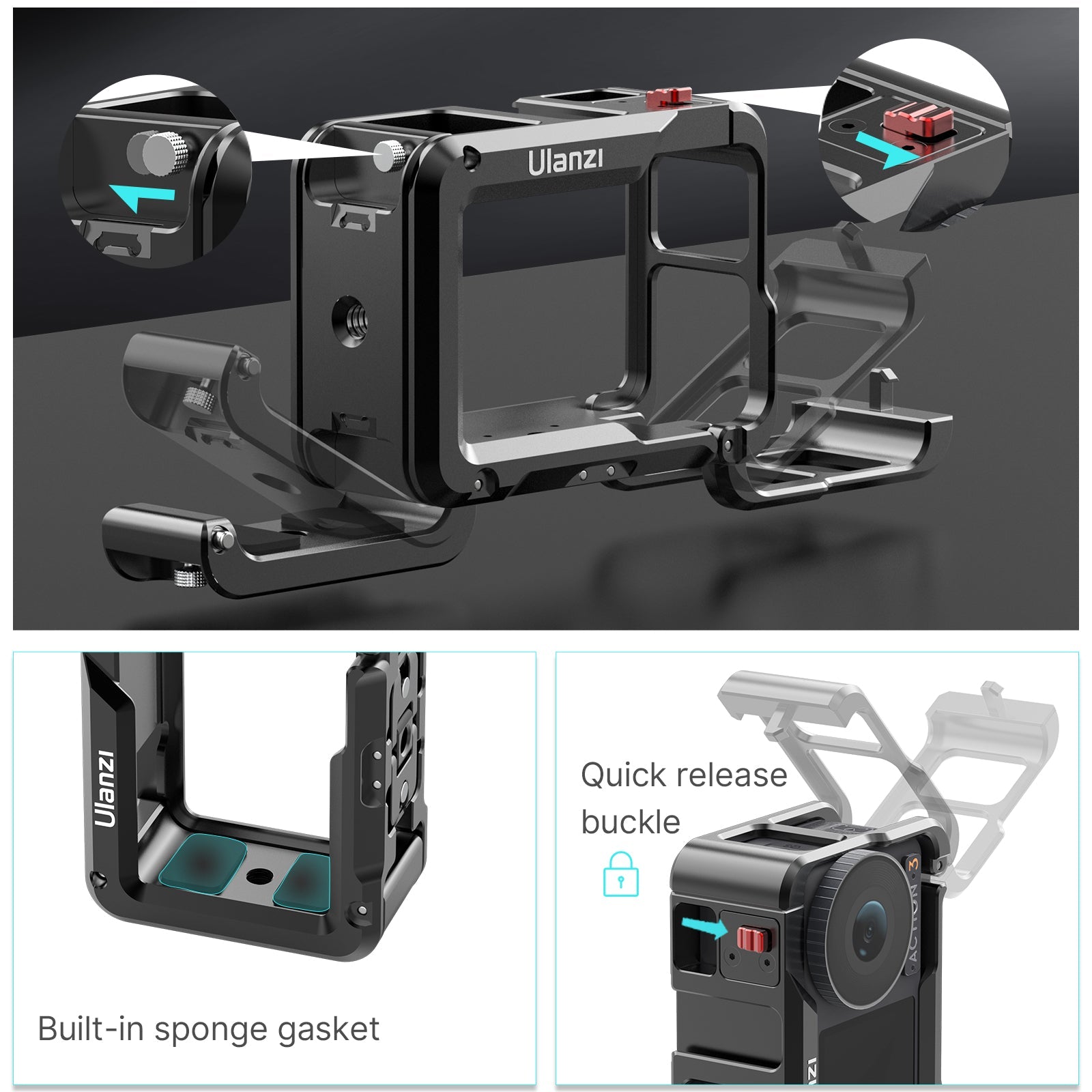 Ulanzi Camera Cage for DJI Osmo Action 5/4/3 3204A