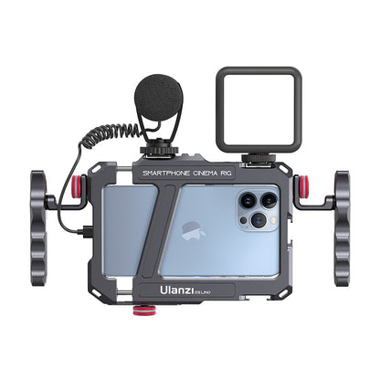 Ulanzi Lino Smartphone Cinema Rig 2792: Metal smartphone rig with microphone and light.