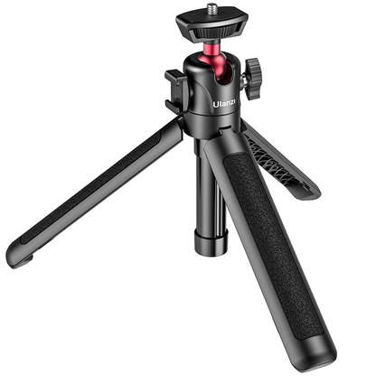 Ulanzi compact vlogging tripod with textured grips and adjustable ball head.