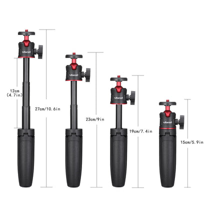 Ulanzi MT-08 extendable handheld tripod with silicone grip, shown in four height positions