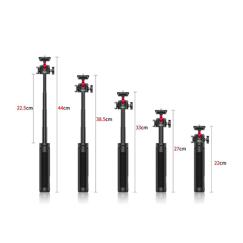 Ulanzi MT-16 Extendable Tripod with Ball Head, Black, different lengths (22-44cm).